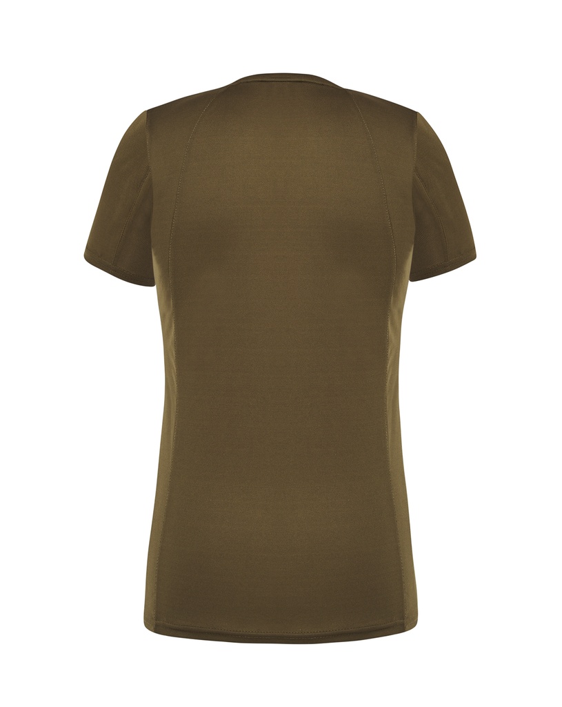 Damski t-shirt sportowy slim, krótki rękaw - Khaki