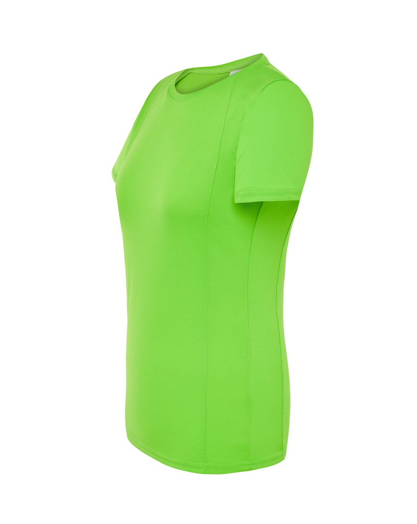 Damski t-shirt sportowy slim, krótki rękaw - Lime Fluor