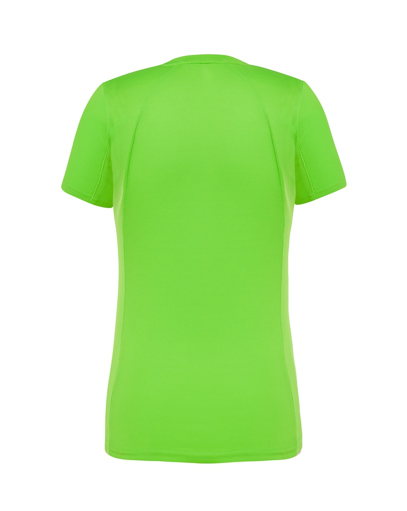 Damski t-shirt sportowy slim, krótki rękaw - Lime Fluor
