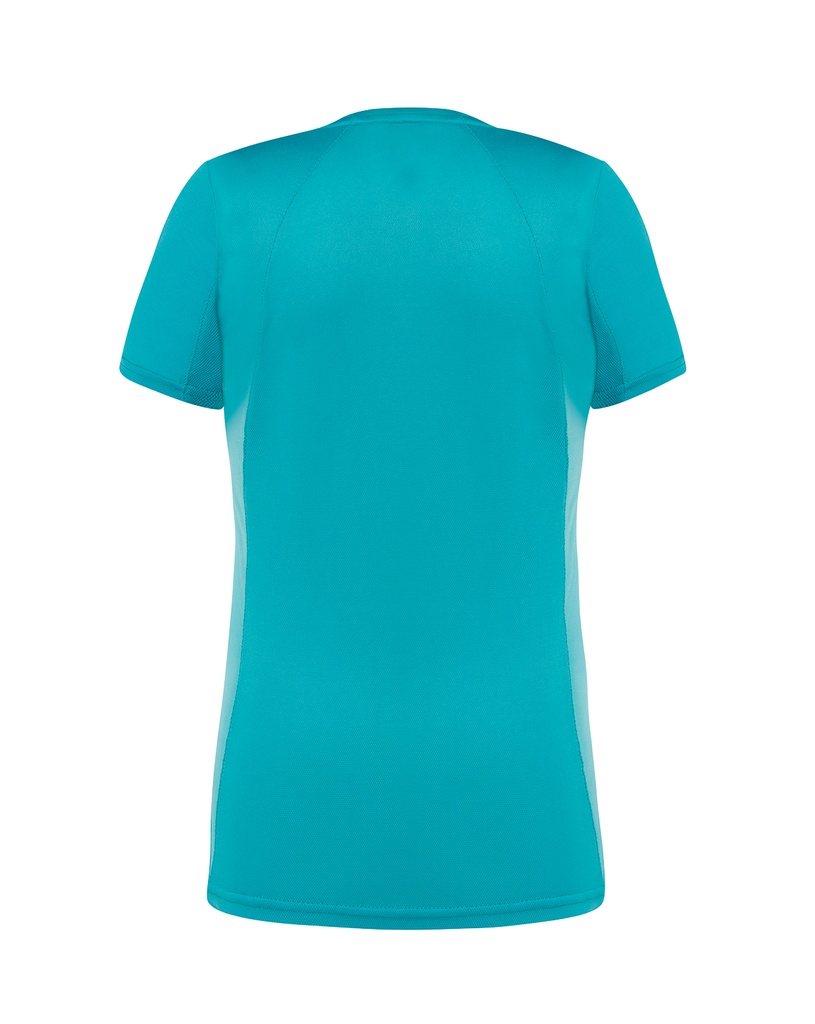 Damski t-shirt sportowy slim, krótki rękaw - Turquoise