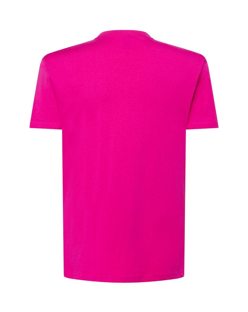 T-shirt slim z dekoltem V, krótki rękaw - Fuchsia