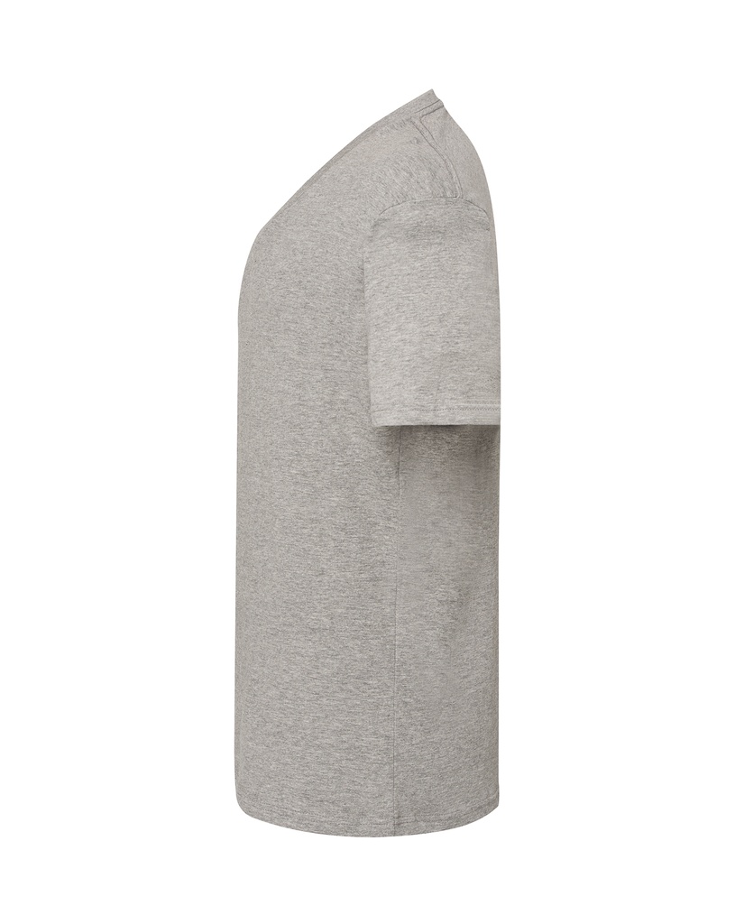 T-shirt slim z dekoltem V, krótki rękaw - Grey Melange