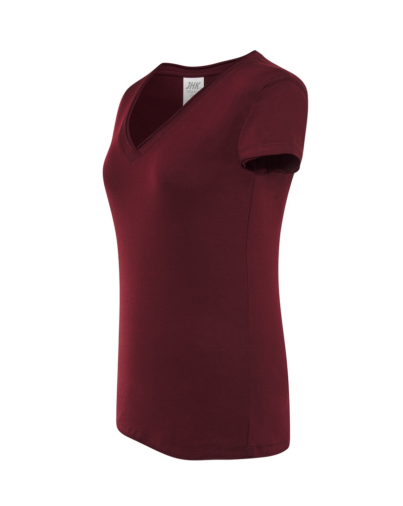 Damska koszulka Slim z dekoltem V - Cardinal