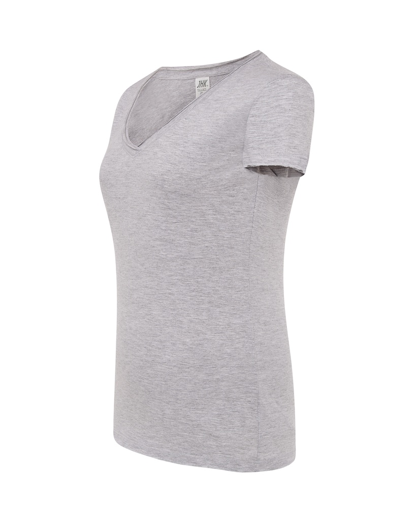 Damska koszulka Slim z dekoltem V - Ash Melange