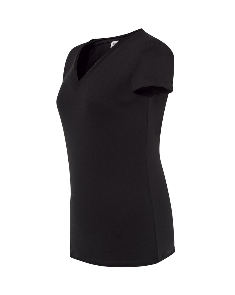 Damska koszulka Slim z dekoltem V - Black