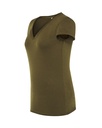 Damska koszulka Slim z dekoltem V - Khaki