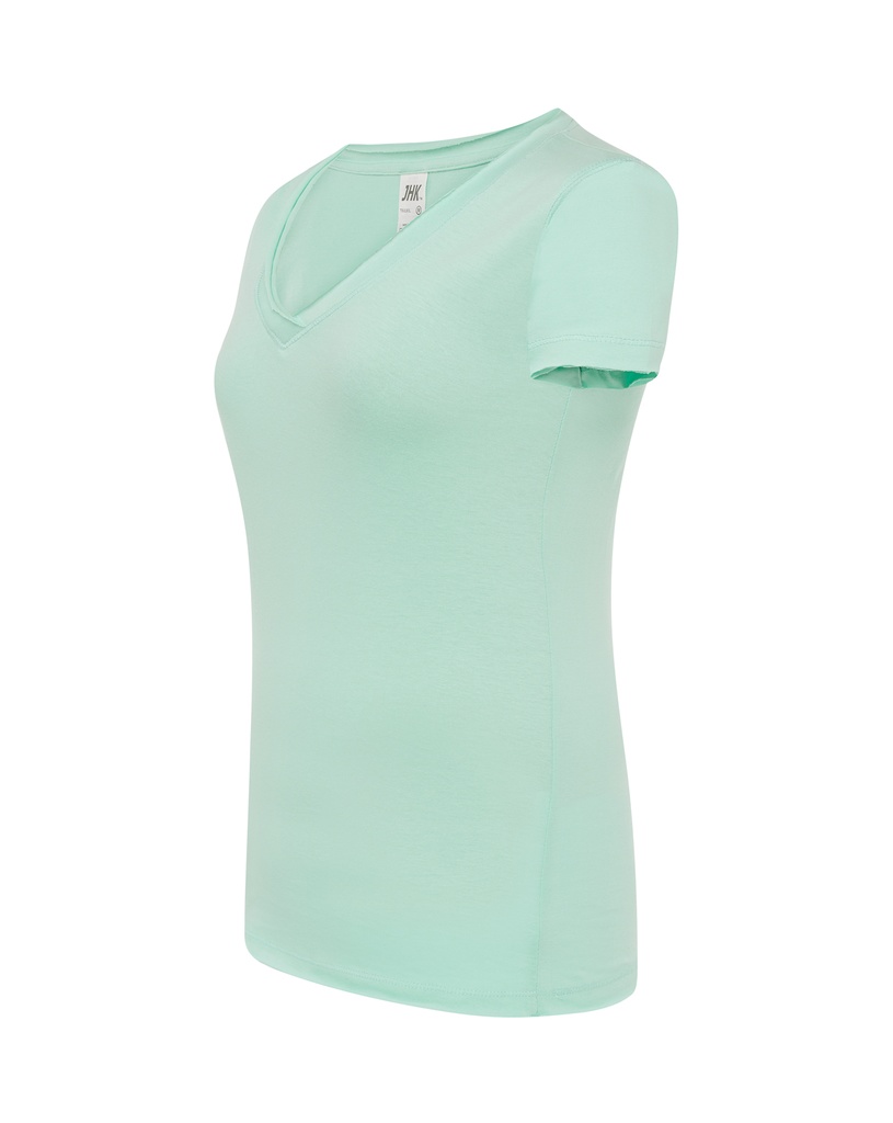 Damska koszulka Slim z dekoltem V - Mint Green