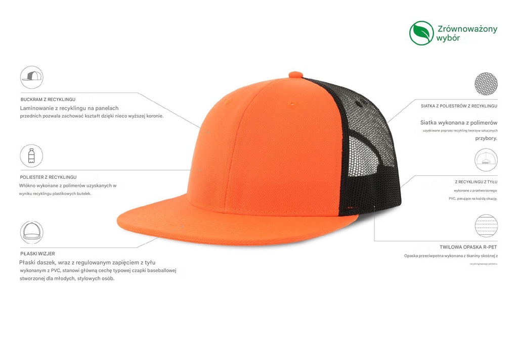 Czapka Snap Mesh-S - Orange & Black