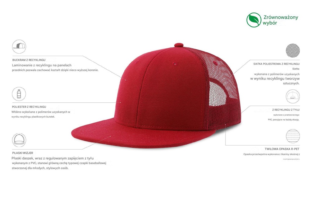 Czapka Snap Mesh-S - Red