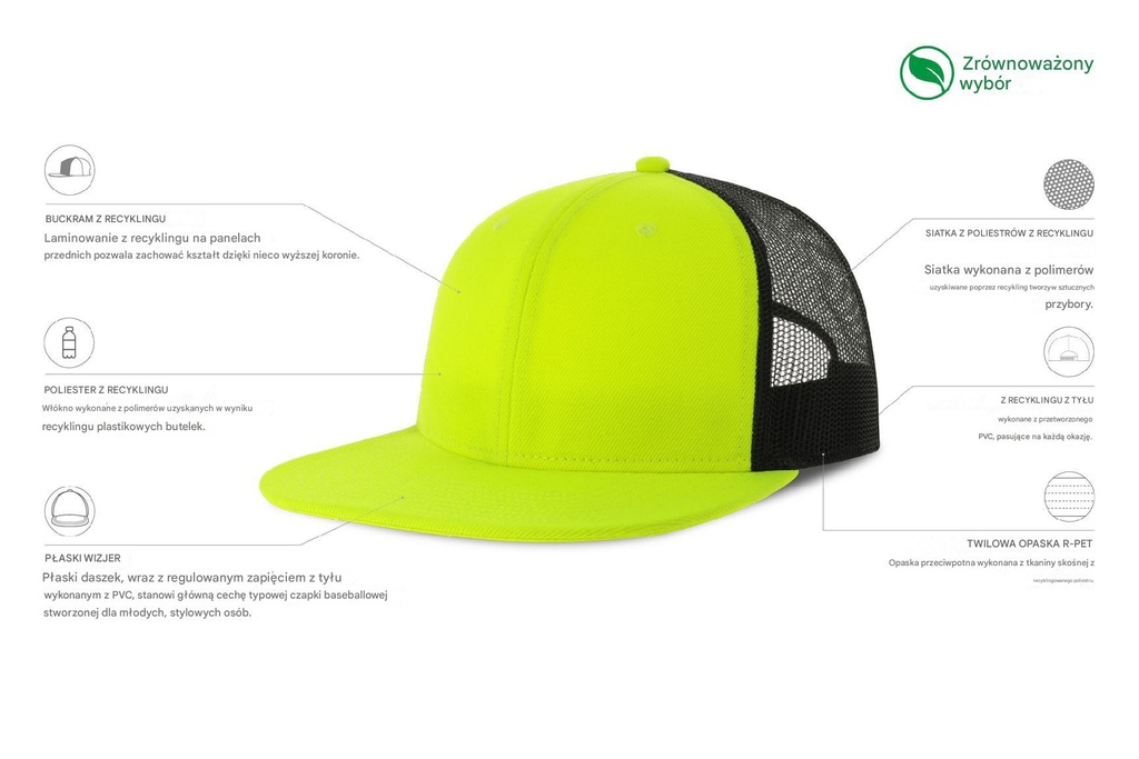 Czapka Snap Mesh-S - Yellow & Black