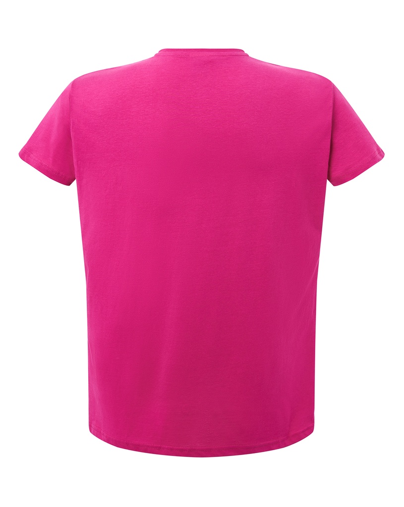 Damski t-shirt slim z dekoltem V, krótki rękaw - Fuchsia