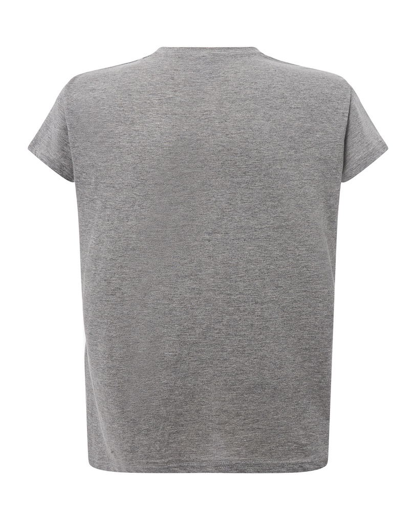 Damski t-shirt slim z dekoltem V, krótki rękaw - Grey Melange