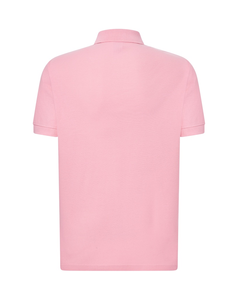 Męskie Polo Regular z Krótkim Rękawem - Pink