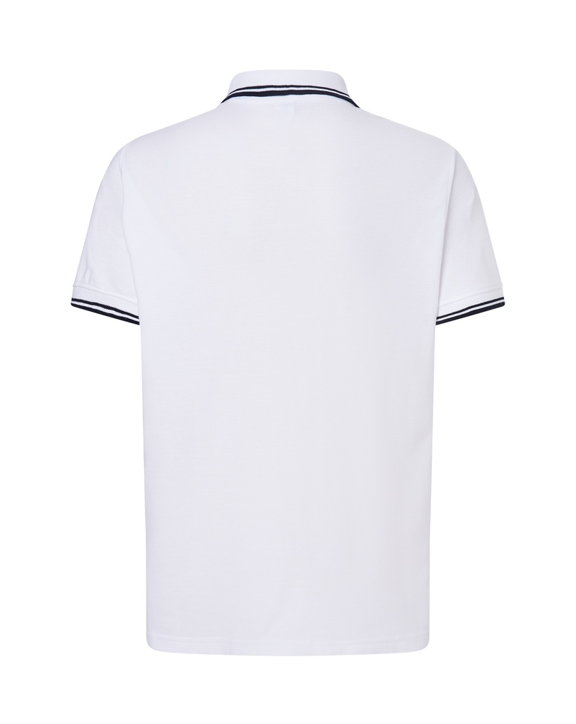 Męskie Polo Regular z Krótkim Rękawem - White & Navy