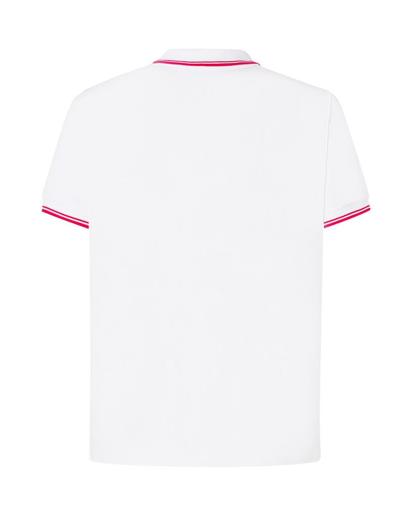 Męskie Polo Regular z Krótkim Rękawem - White & Red