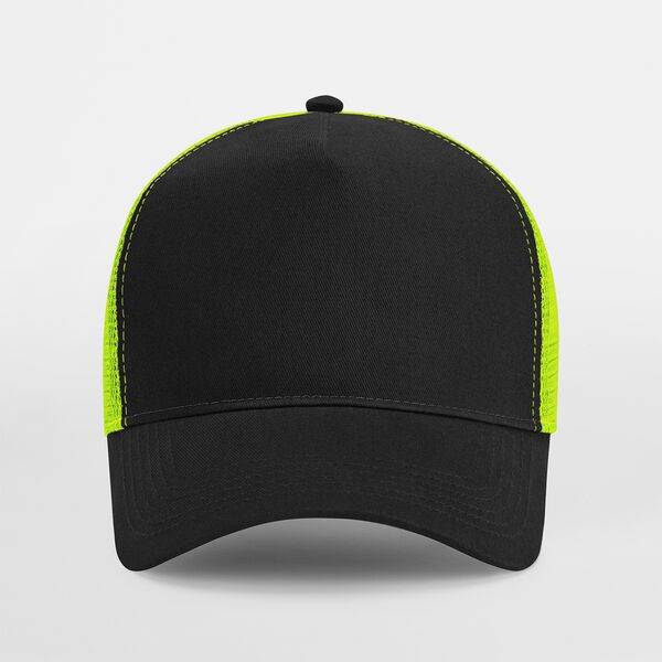 Czapka Trucker Snapback 5-Panelowa - Black & Lime Green
