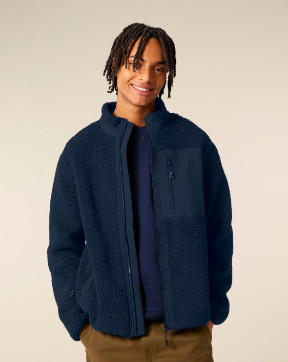 Brooker – uniseksowa kurtka sherpa- French Navy