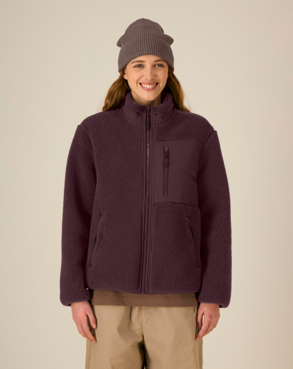 Brooker – uniseksowa kurtka sherpa - Red Brown