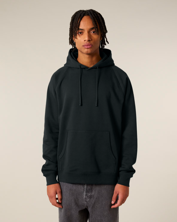 Unisexowa luźna bluza raglanowa z kapturem - Black