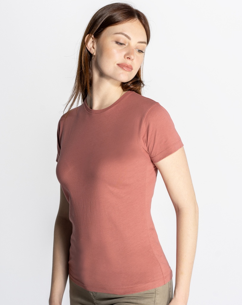 Damski t-shirt slim z krótkim rękawem - Burgundy