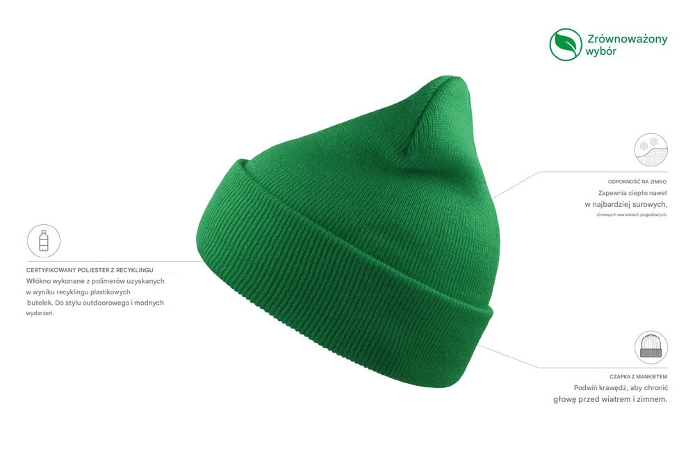 Czapka beanie z recyklingu -  Green