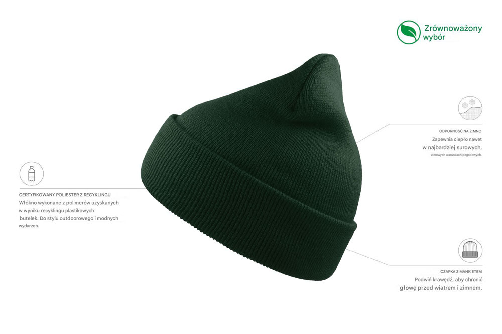 Czapka beanie z recyklingu - Bottle Green