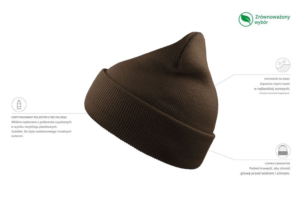 Czapka beanie z recyklingu - Brown