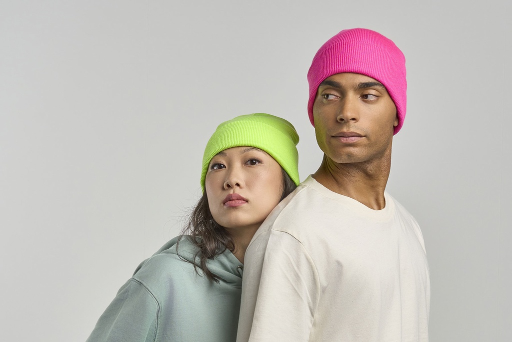 Czapka beanie z recyklingu - Orange Fluo