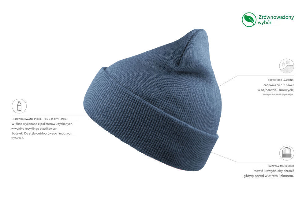 Czapka beanie z recyklingu - Petrol