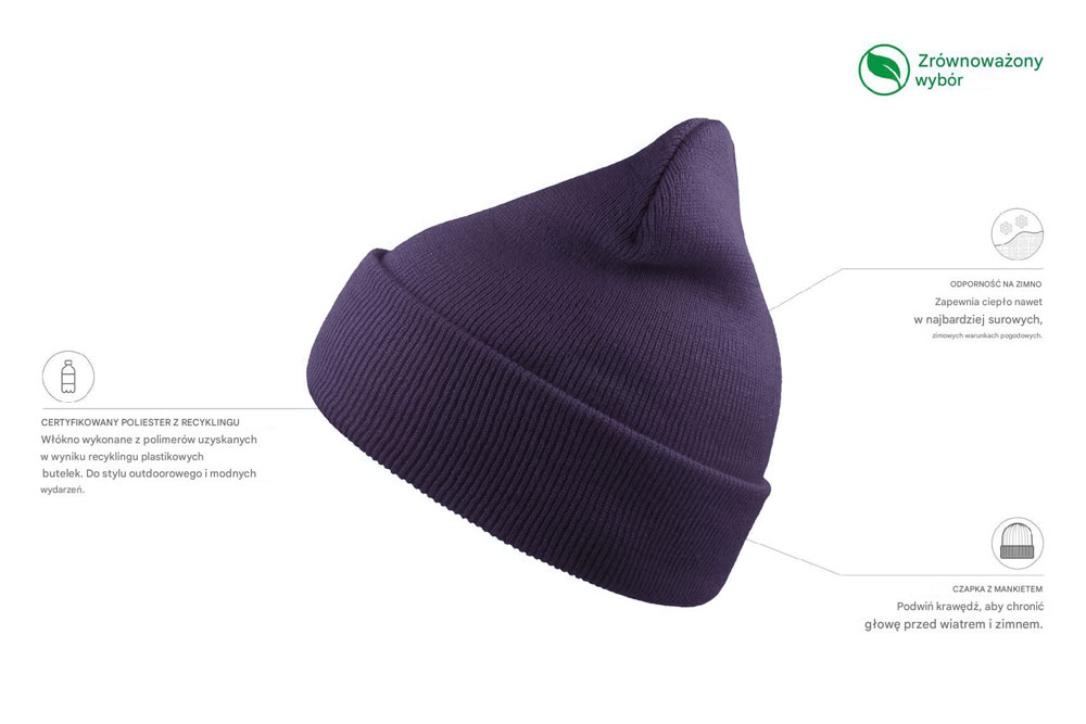 Czapka beanie z recyklingu -  Purple