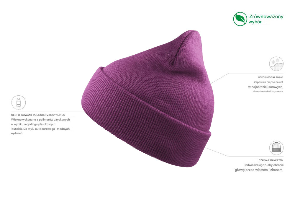 Czapka beanie z recyklingu -   Violet
