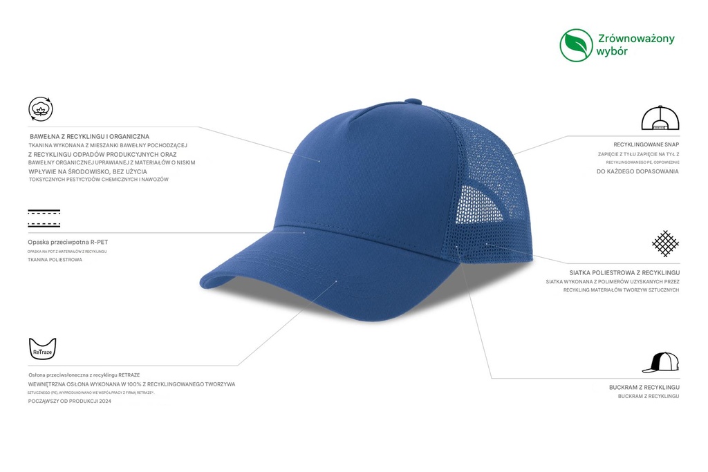Czapka z daszkiem z recyklingu - Royal