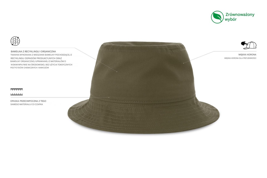 Bawełniany kapelusz typu bucket - Olive