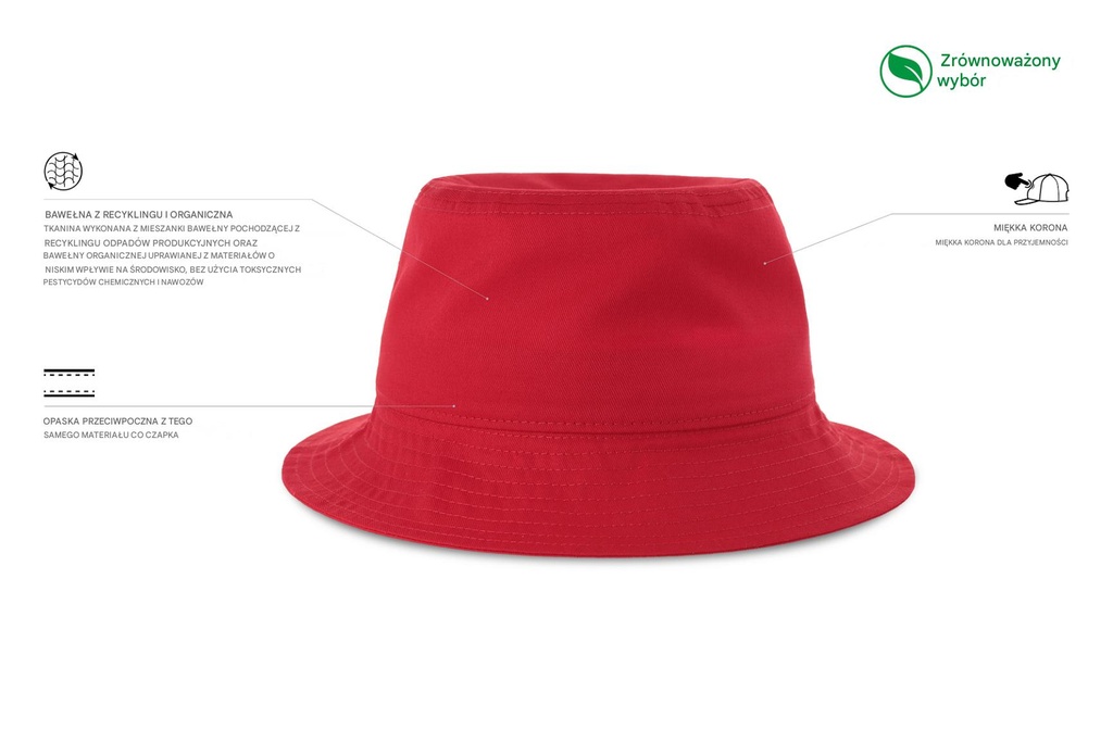 Bawełniany kapelusz typu bucket - Red