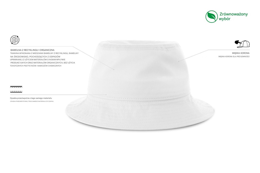 Bawełniany kapelusz typu bucket - White