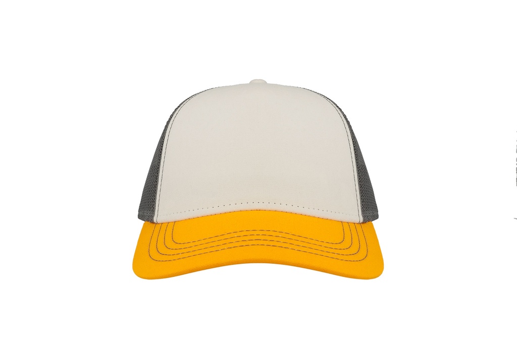 Czapka 5-panelowa z siateczką - White & Gold & Dark Grey