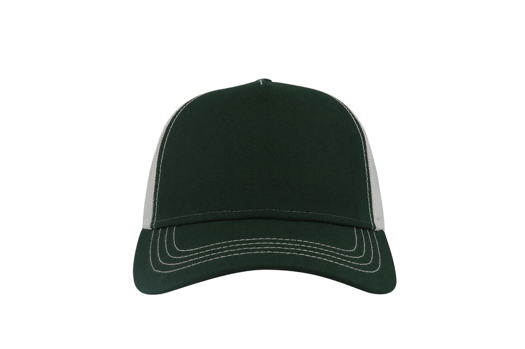 Czapka 5-panelowa z siateczką - Bottle Green & White