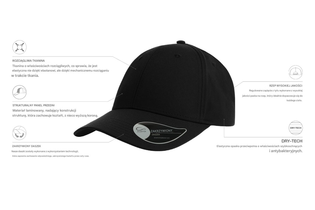 Czapka 6‑panelowa Snapback - Black
