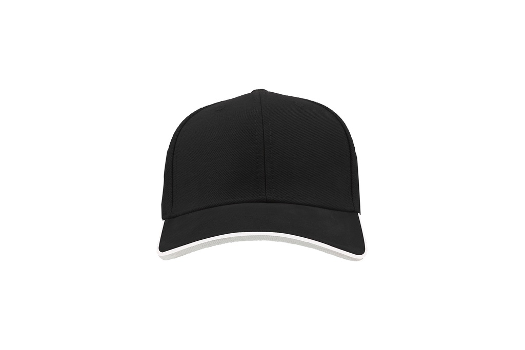 Czapka bawełniana 6-panelowa z kontrastowym daszkiem - Black & White & Grey