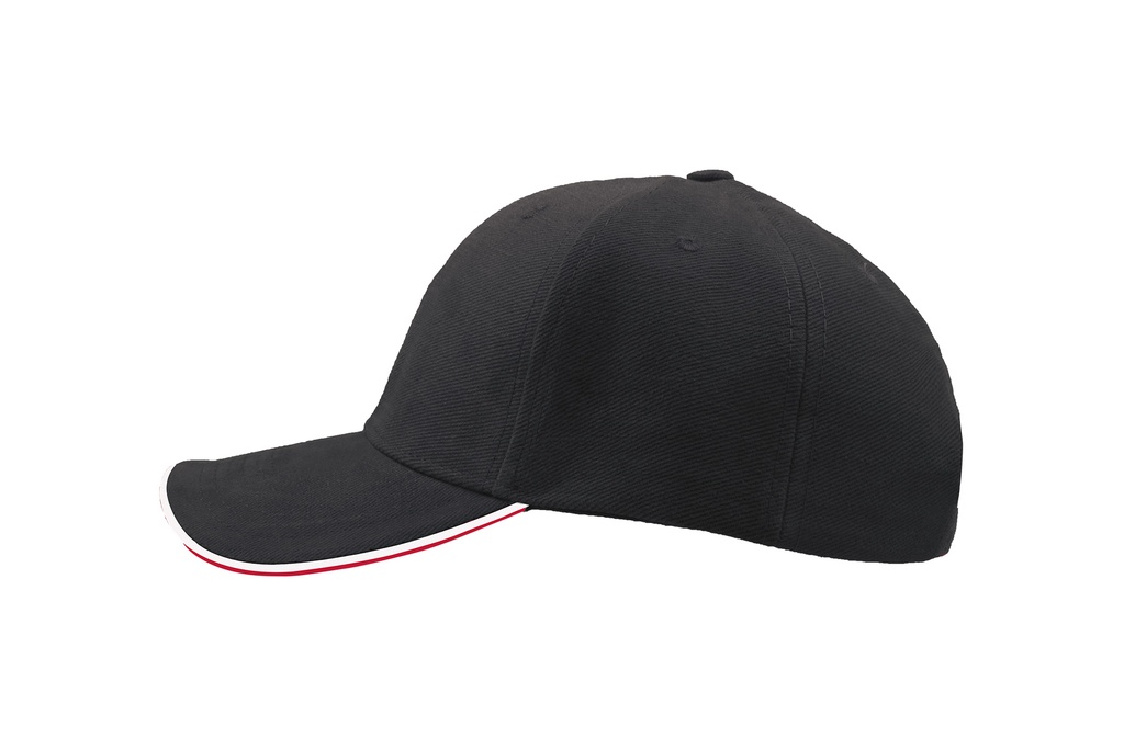 Czapka bawełniana 6-panelowa z kontrastowym daszkiem - Navy & White & Red