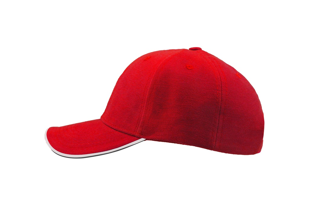 Czapka bawełniana 6-panelowa z kontrastowym daszkiem - Red & White & Navy