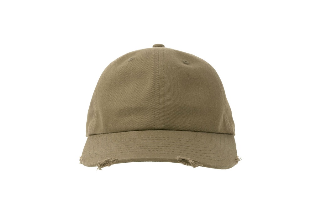 Czapka bawełniana z efektem zniszczenia - Olive
