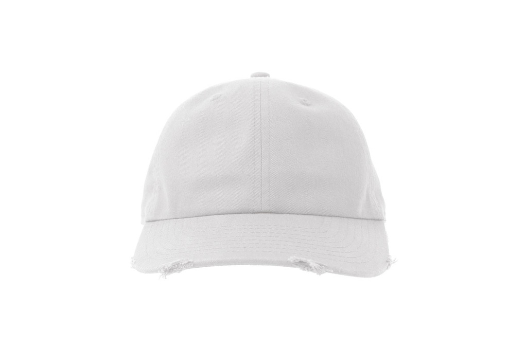 Czapka bawełniana z efektem zniszczenia - White