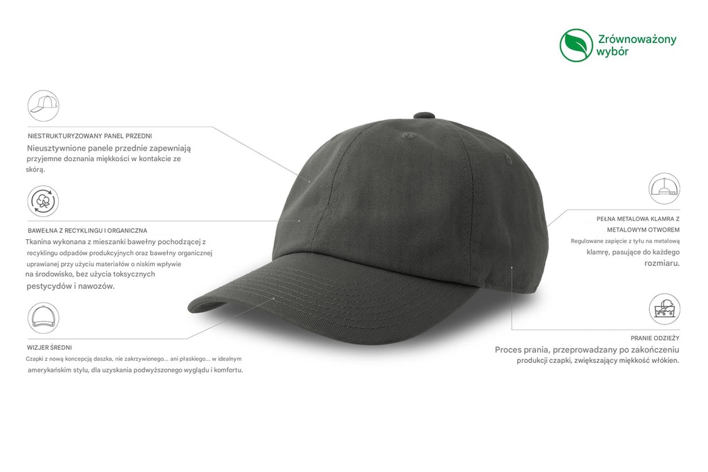 Czapka bawełniana z regulacją - Dark Grey