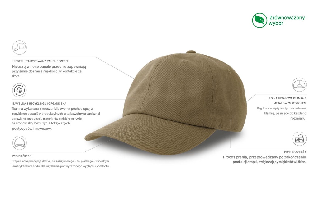 Czapka bawełniana z regulacją - Khaki