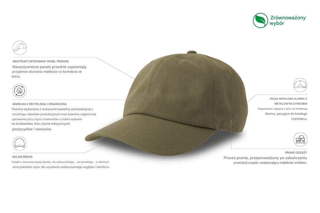Czapka bawełniana z regulacją - Olive