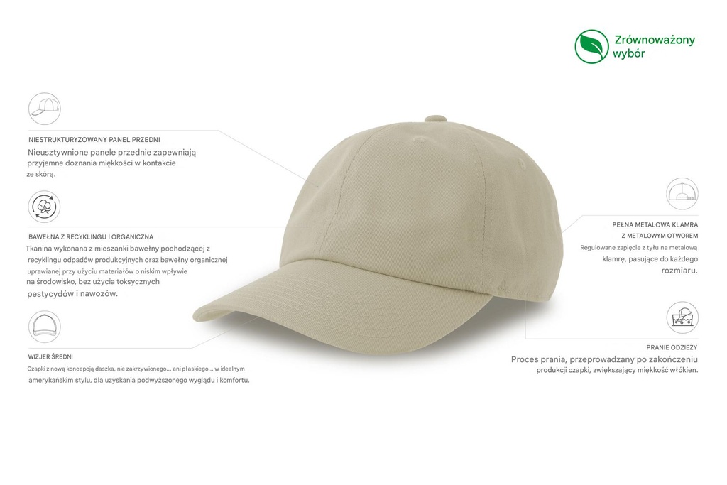 Czapka bawełniana z regulacją - Stone