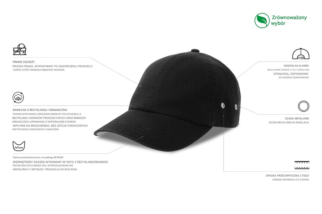 Czapka bawełniana z zakrzywionym daszkiem - Black