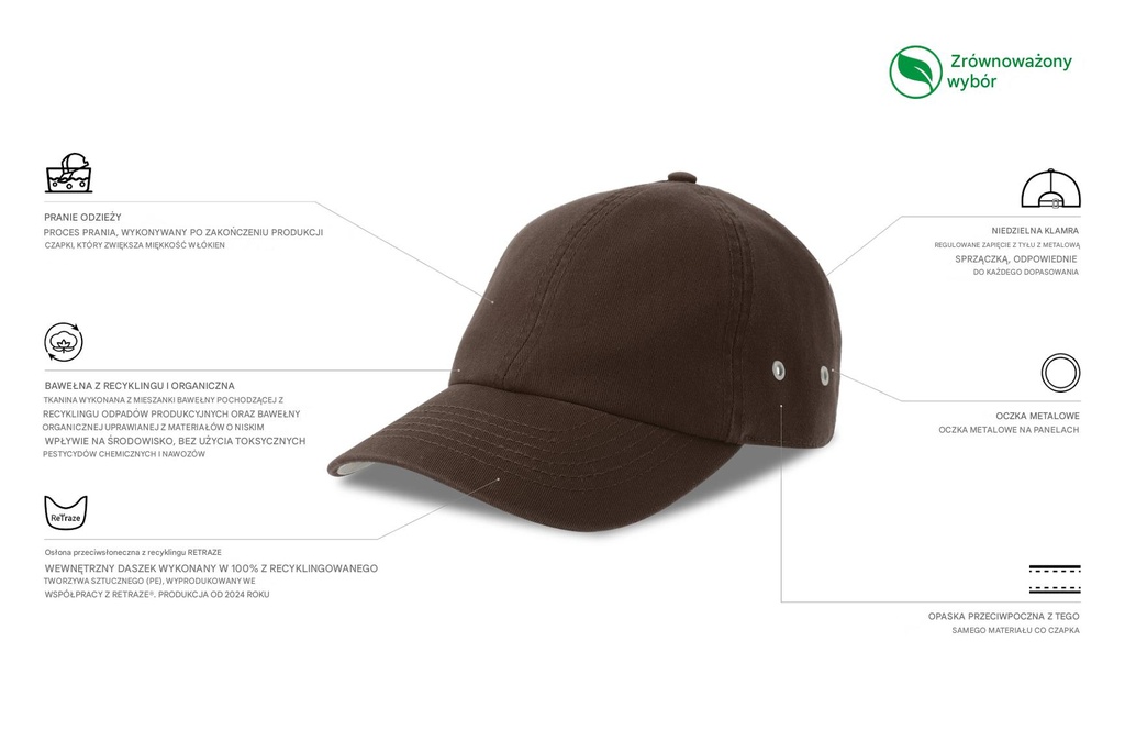 Czapka bawełniana z zakrzywionym daszkiem - Brown