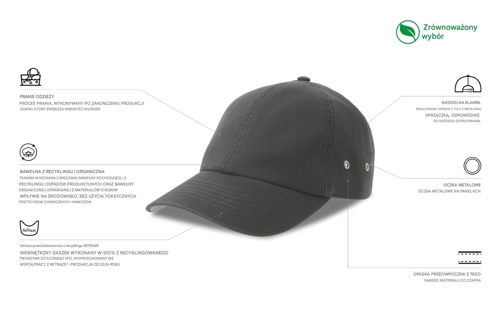 Czapka bawełniana z zakrzywionym daszkiem - Dark Grey